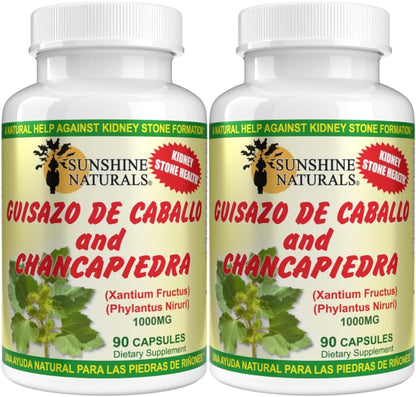 Sunshine Naturals Chanca Piedra con Guisazo de Caballo - 1000 mg - 180 Cápsulas (Pack de 2) – Image 1