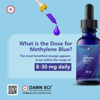 Methylene Blue 1% 30 mL Glass Dropper Bottle - USP-Grade Methylthioninium Chloride Liquid
