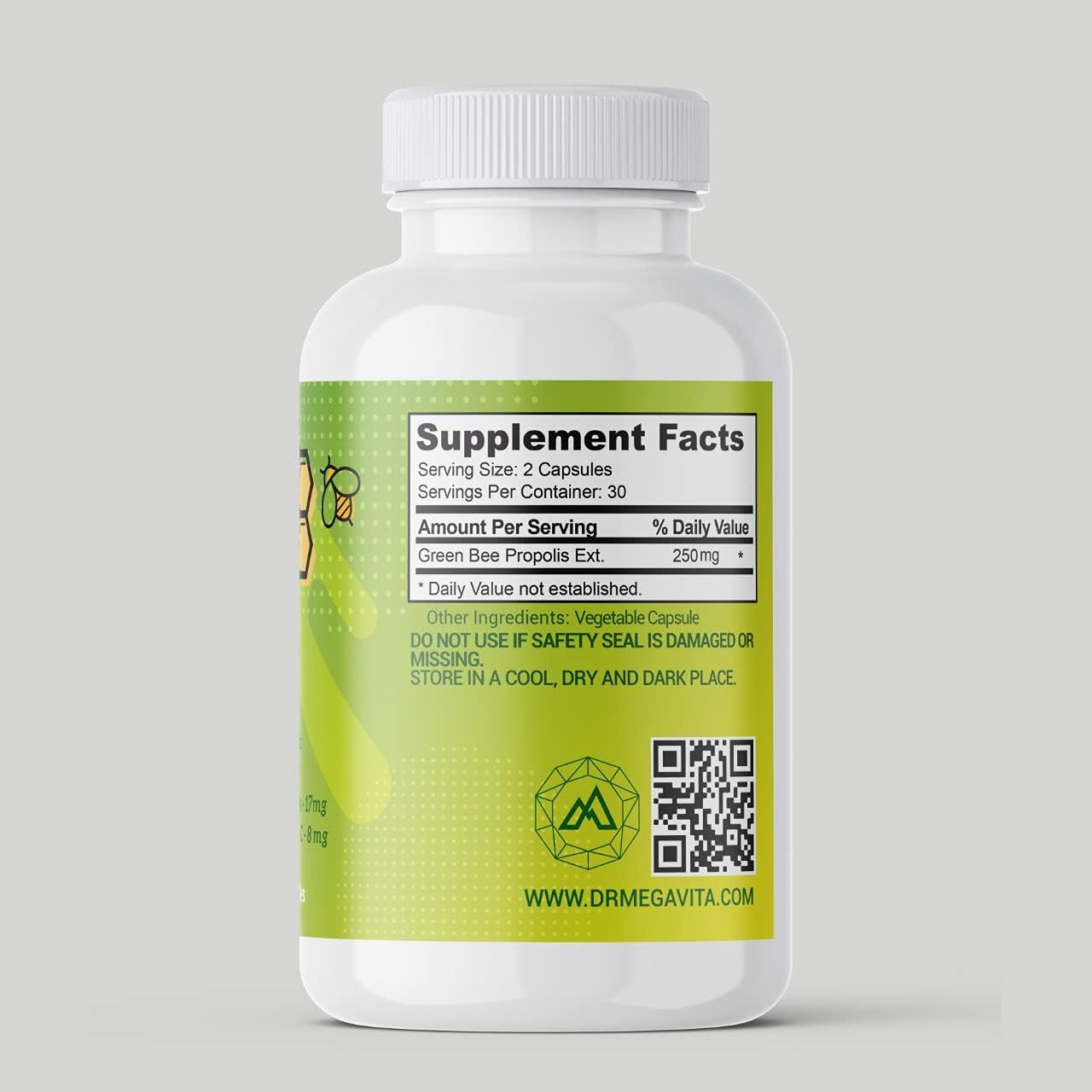 MegaZOI 100% Propóleo Verde Brasileño Enriquecido 250mg, Apoyo Inmunitario, 60 Cápsulas Vegetales