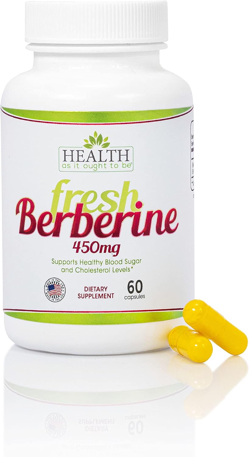 Health As It Ought To Be Berberina Pura 450mg - Suplemento Fresco sin Aditivos - 120 Cápsulas