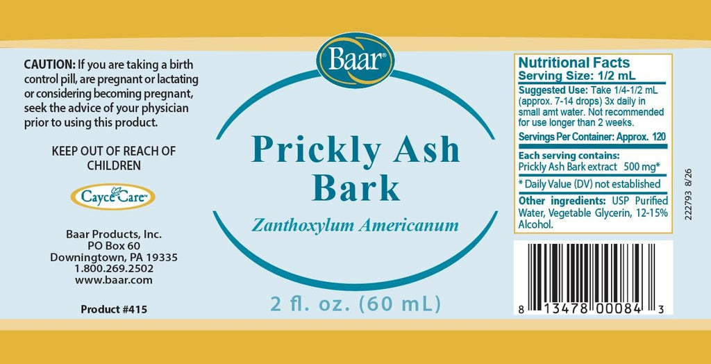 Baar Prickly Ash Bark Fluid Extract, 2 Onzas