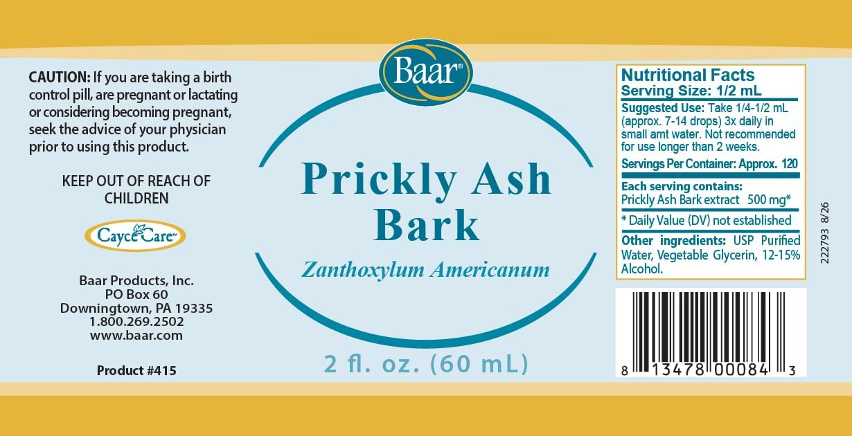 Baar Prickly Ash Bark Fluid Extract, 2 Onzas