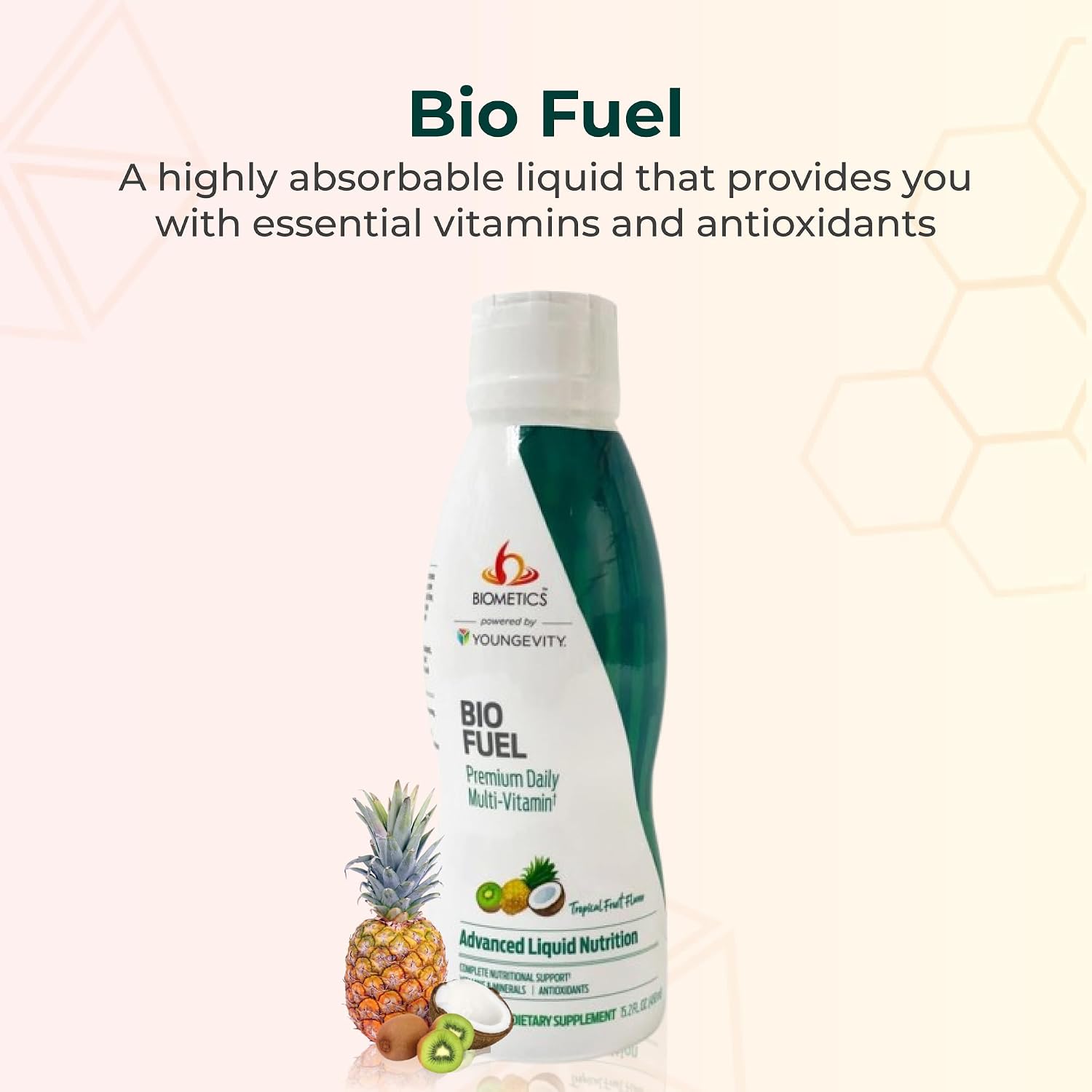 Youngevity Bio Fuel - Suplemento multivitamínico líquido premium Biometics - Nutrición diaria completa con antioxidantes, vitaminas, minerales y apoyo energético (30 porciones)
