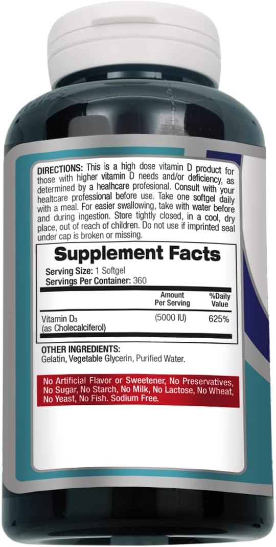 FITO MEDIC'S Lab Vitamina D3 5000 UI, 360 Cápsulas Blandas