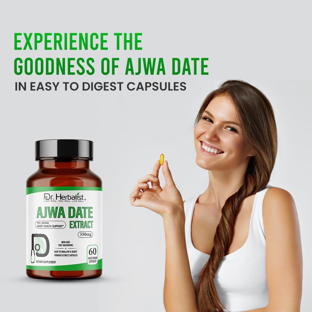 Dr. HERBALIST Extracto de Dátil Ajwa 350mg - 60 Cápsulas Vegetarianas