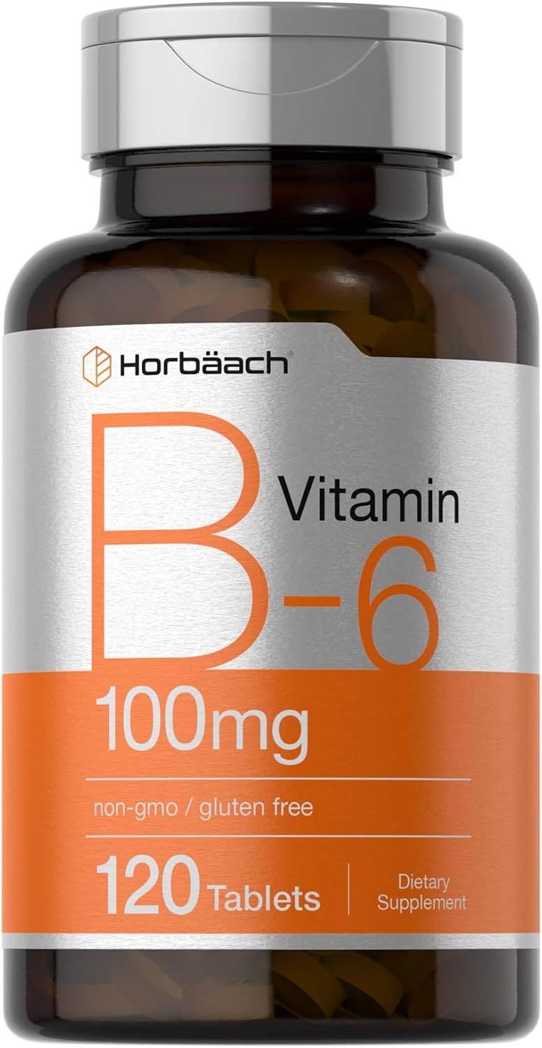 Horbaach Vitamina B6 100 mg | 120 Comprimidos | Piridoxina HCl | Vegetariano, Sin Gluten y Sin OGM
