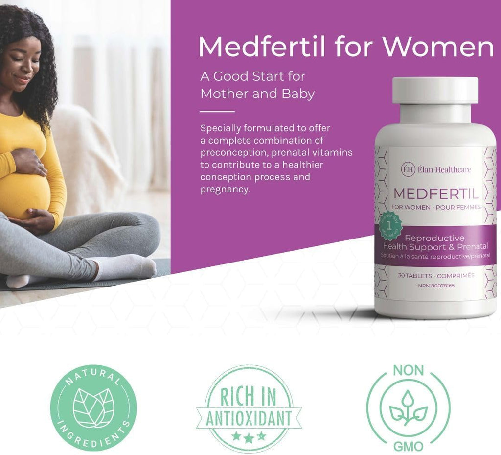 MedFertil Fertility Support – Vitaminas prenatales con hierro, Myo-Inositol, ácido fólico y vitaminas B, 30 comprimidos