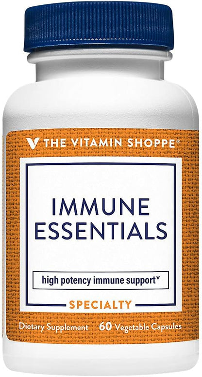 The Vitamin Shoppe Immune Essentials - Vitamina C, Vitamina D3, Zinc y Extracto de Saúco (60 Cápsulas) – Image 1