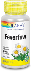 SOLARAY Feverfew Leaves 455 mg | Suplemento para el bienestar de la cabeza y la salud circulatoria | Vegano y No-GMO | 100 Cápsulas