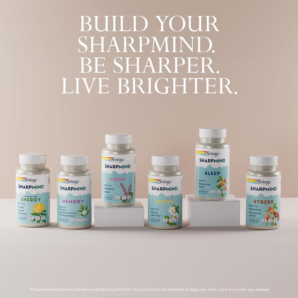 SOLARAY SharpMind Memory Formula - Complemento para la Memoria y Concentración - 60 cápsulas veganas
