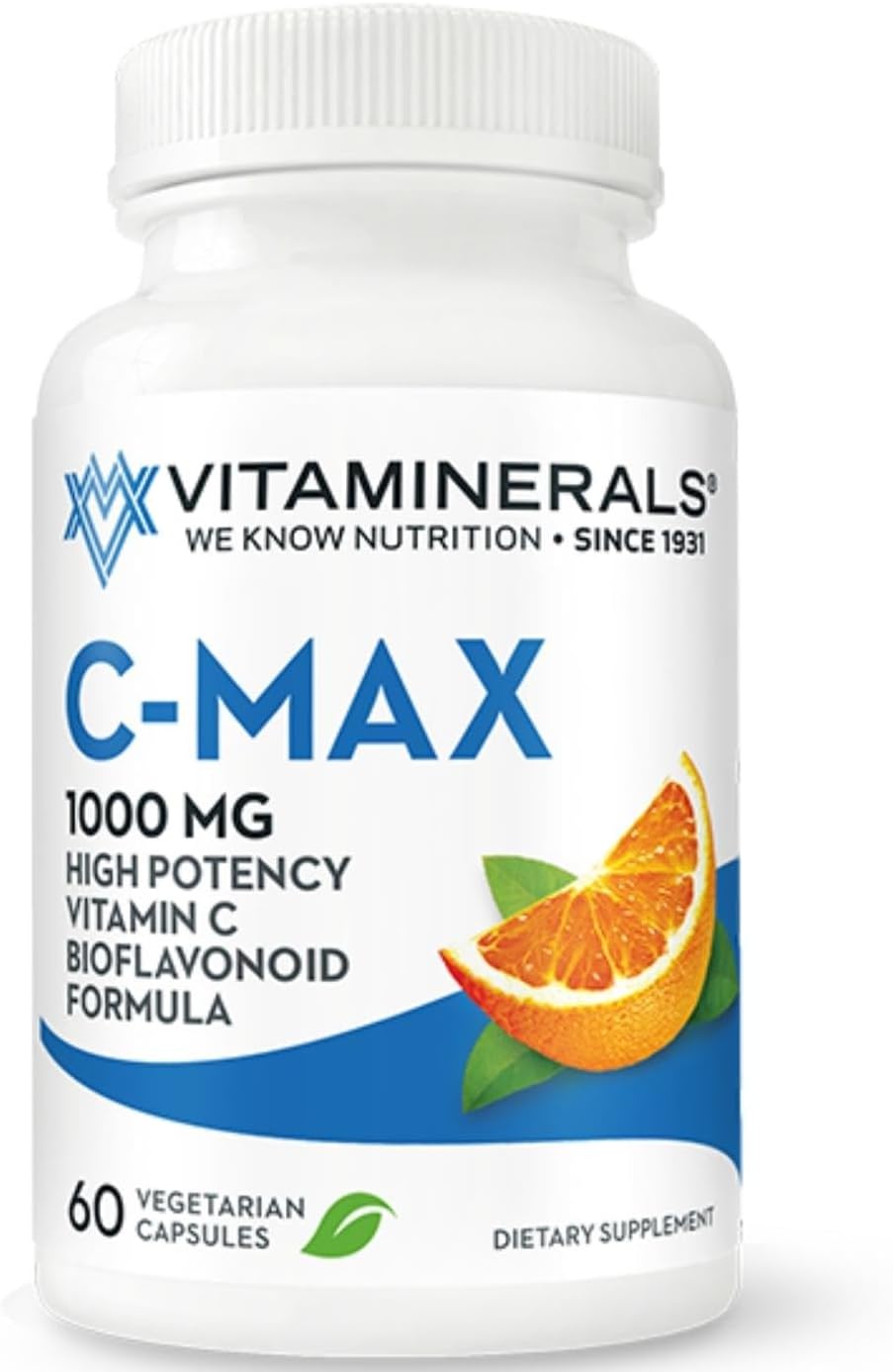 Vitaminerals C MAX Antioxidant Support 1000 mg Vitamina C con Bioflavonoides - 60 Cápsulas Vegetarianas