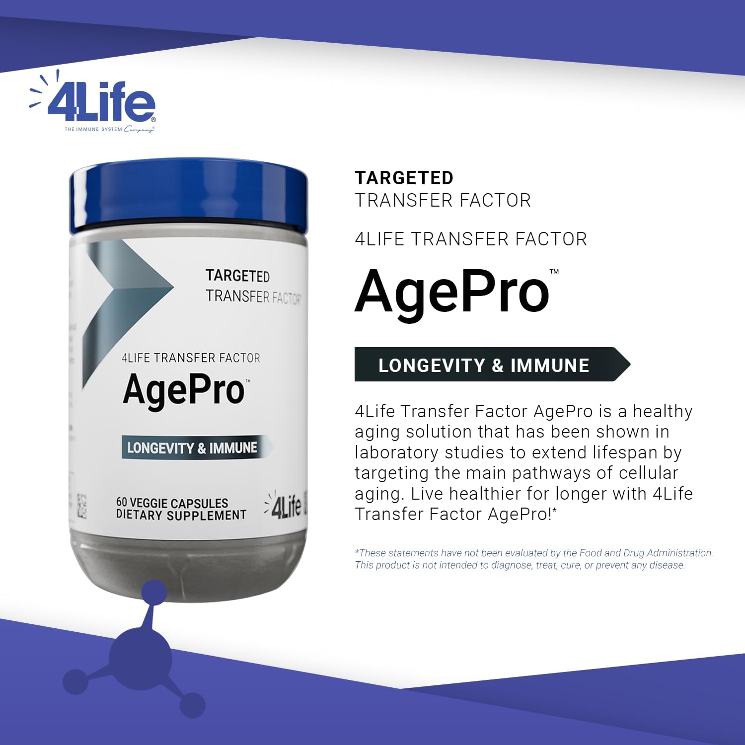 4Life Transfer Factor AgePro - Apoyo al Envejecimiento Saludable con NMN (60 Cápsulas)