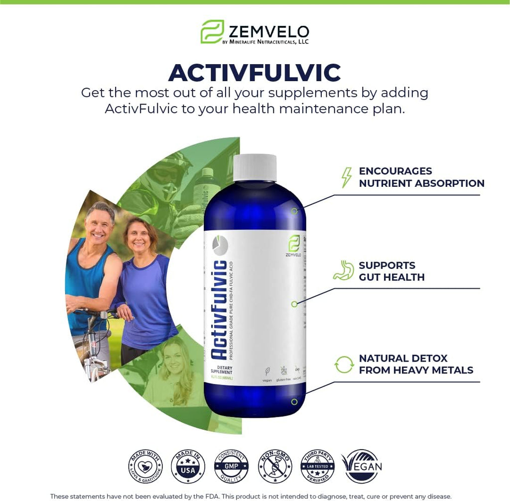 ActivFulvic – Suplemento Líquido de Ácido Fúlvico | 32 Días | Salud Digestiva y Absorción de Nutrientes