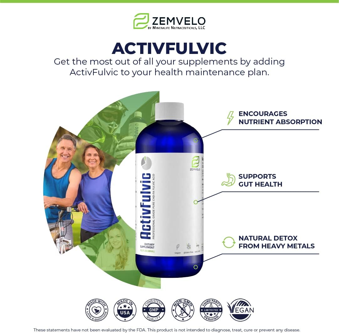 ActivFulvic – Suplemento Líquido de Ácido Fúlvico | 32 Días | Salud Digestiva y Absorción de Nutrientes