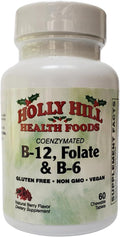 Holly Hill Health Foods Coenzimado B-12, Folato y B-6 – 60 Comprimidos Masticables Sabor Baya