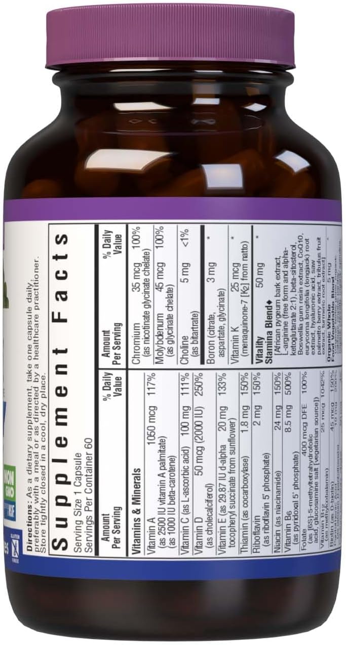 Bluebonnet Mens' ONE 40+ Multivitamínico para Hombres - 60 Cápsulas Vegetales