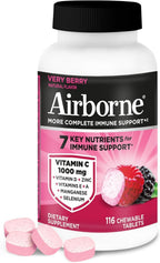 Airborne Vitamina C 1000 mg con Zinc - 116 Comprimidos Masticables Sabor Berry (Pack de 2)