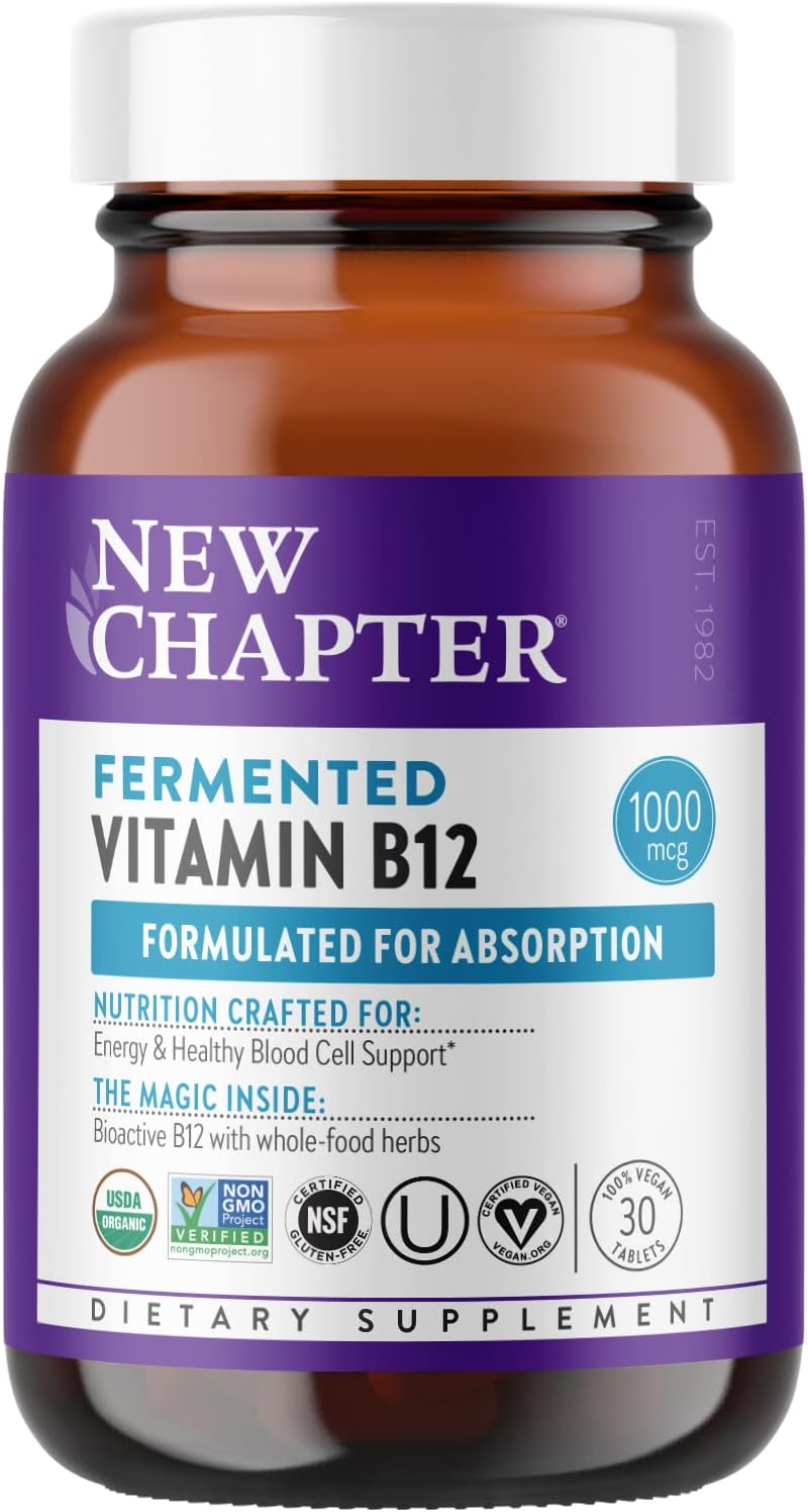 New Chapter Vitamina B12 Fermentada, 1000 mcg, 30 Comprimidos