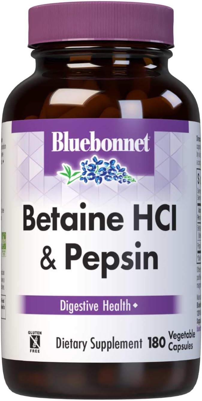 BlueBonnet Betaina HCl con Pepsina – 90 Cápsulas Vegetales