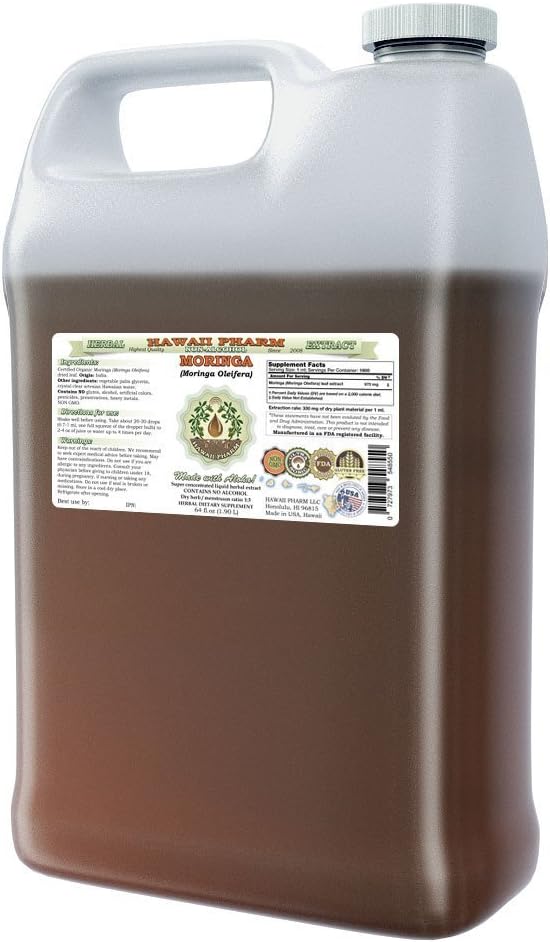 Extracto Líquido de Moringa sin Alcohol de Hawaii Pharm, Moringa (Moringa Oleifera) Glicerita de Hoja, Suplemento Natural, 60 ml
