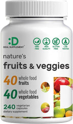 Nature’s Fruits & Veggies Suplemento, 240 Cápsulas Vegetales – 80 Superalimentos Integrales para el Equilibrio Diario
