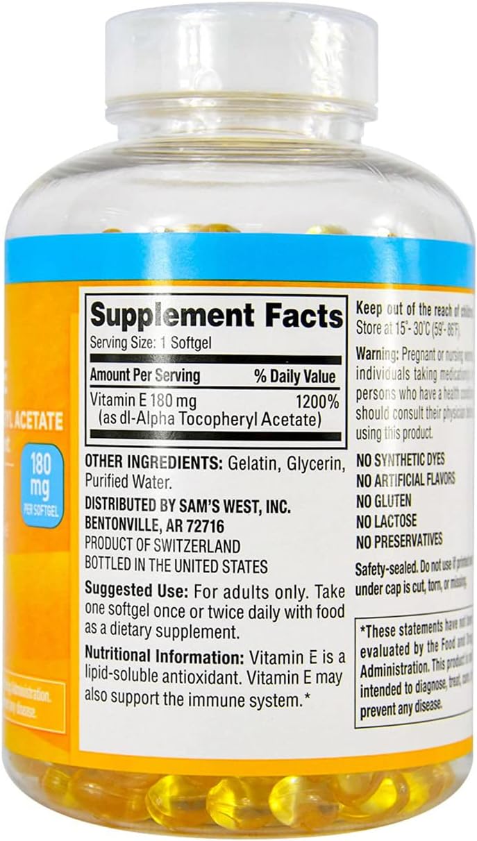 Member's Mark Vitamina E 180 mg, 500 Cápsulas