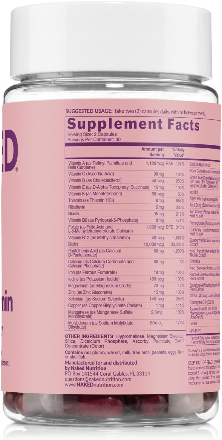 NAKED Nutrition Women's Multi - Multivitamínico Diario para Mujeres - 60 Cápsulas