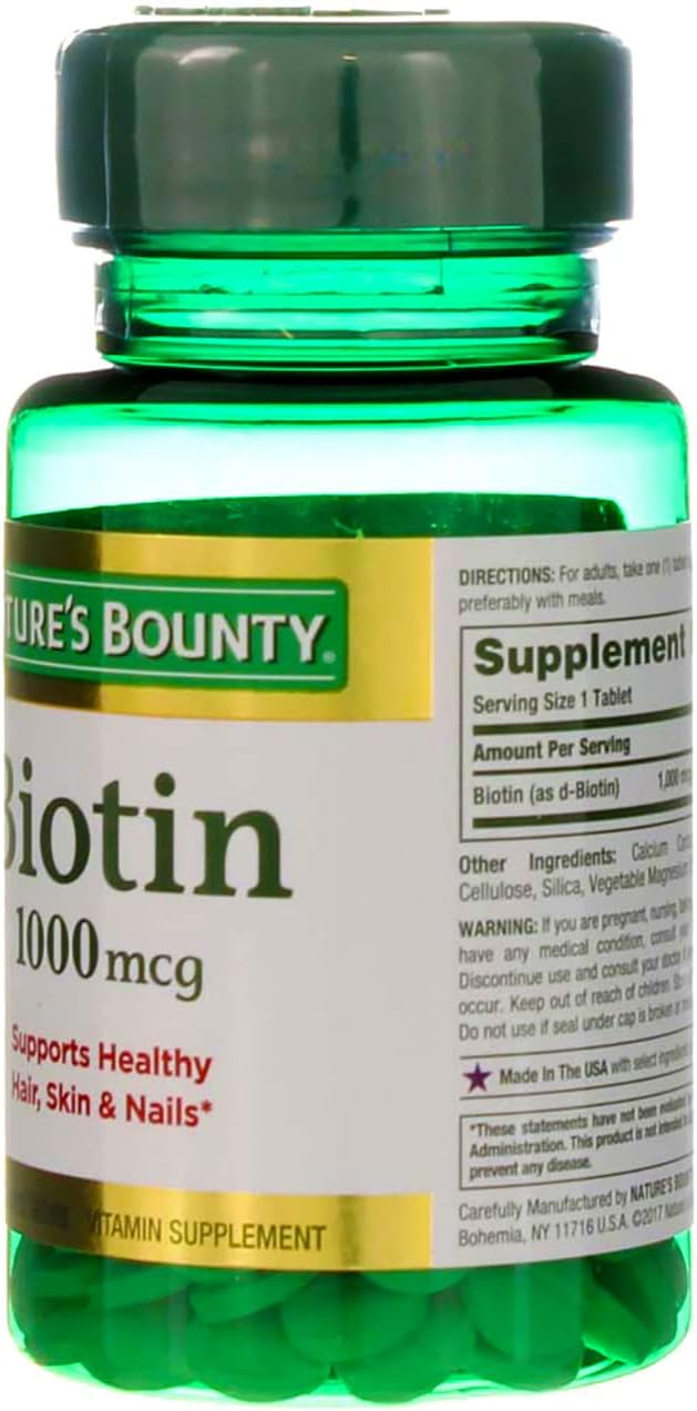 Nature's Bounty Biotina 1000 mcg, 100 Tabletas Recubiertas