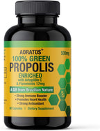 Aoratos 100% Brazilian Green Propolis Enriched 500mg, Apoyo Inmunológico, 60 Cápsulas Vegetales