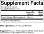Brieofood Moringa Orgánica 1500mg, 45 Dosis, Vegetariano, Sin Gluten, 90 Comprimidos Vegetarianos