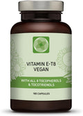 Fórmula Vegana Única con los 8 Tocoferoles y Tocotrienoles de Vitamina E – Sin PAH, Metales Pesados, Contaminantes ni Conservantes - Certificado Sostenible - Cabello, Cicatrices y Piel (180)