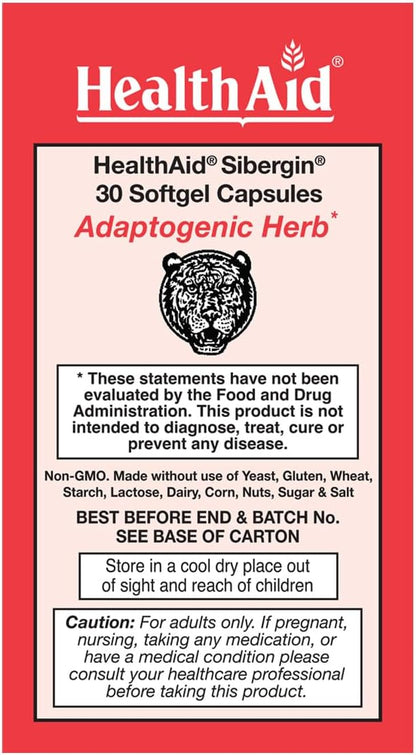 HealthAid Sibergin Siberian Eleuthero (Eleutherococcus senticosus) – Adaptógeno Natural – 30 Cápsulas Blandas – Image 2