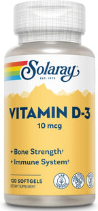 Solaray Vitamina D3 400 UI, 120 Cápsulas Blandas