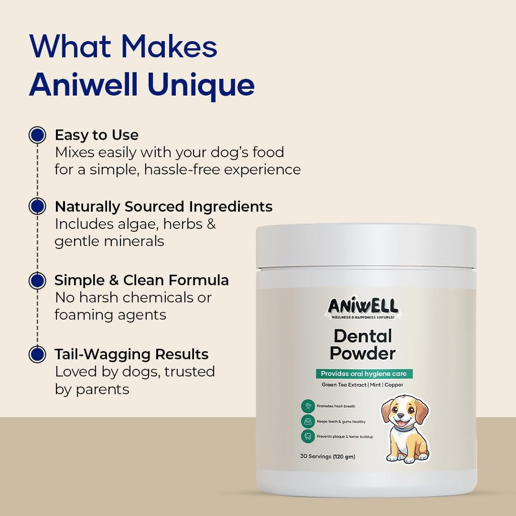 Aniwell Dog Dental Powder - Polvo Dental para Perros con Extractos Herbales