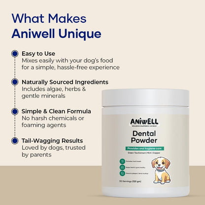 Aniwell Polvo Dental para Perros - Con – Extracto de té verde descafeinado: Aporta antioxidantes que contribuyen a – Image 6