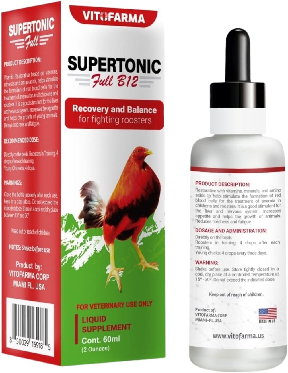 Supertonic Full B12 para Gallos - Complemento Multivitamínico Líquido 60ml