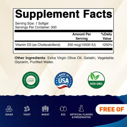 Vitamatic Vitamin D3 10000 IU (250 mcg) - – El mantenimiento de los niveles normales de calcio en sangre. – Image 2