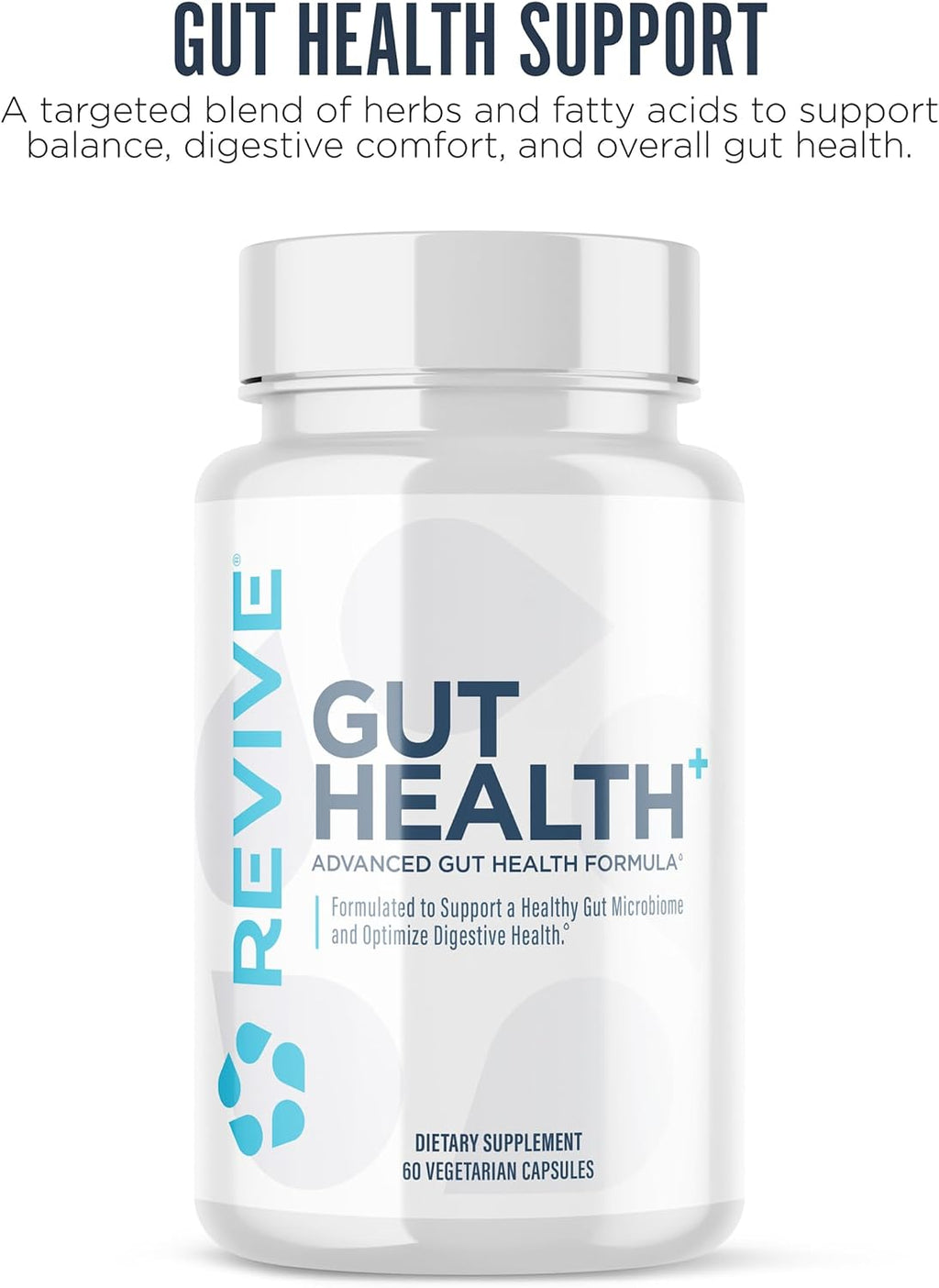 Revive MD Gut Health+ – Suplemento para la Salud Digestiva con Tomillo, Orégano y Cardo Mariano – Vegano, Sin Gluten (60 Cápsulas)