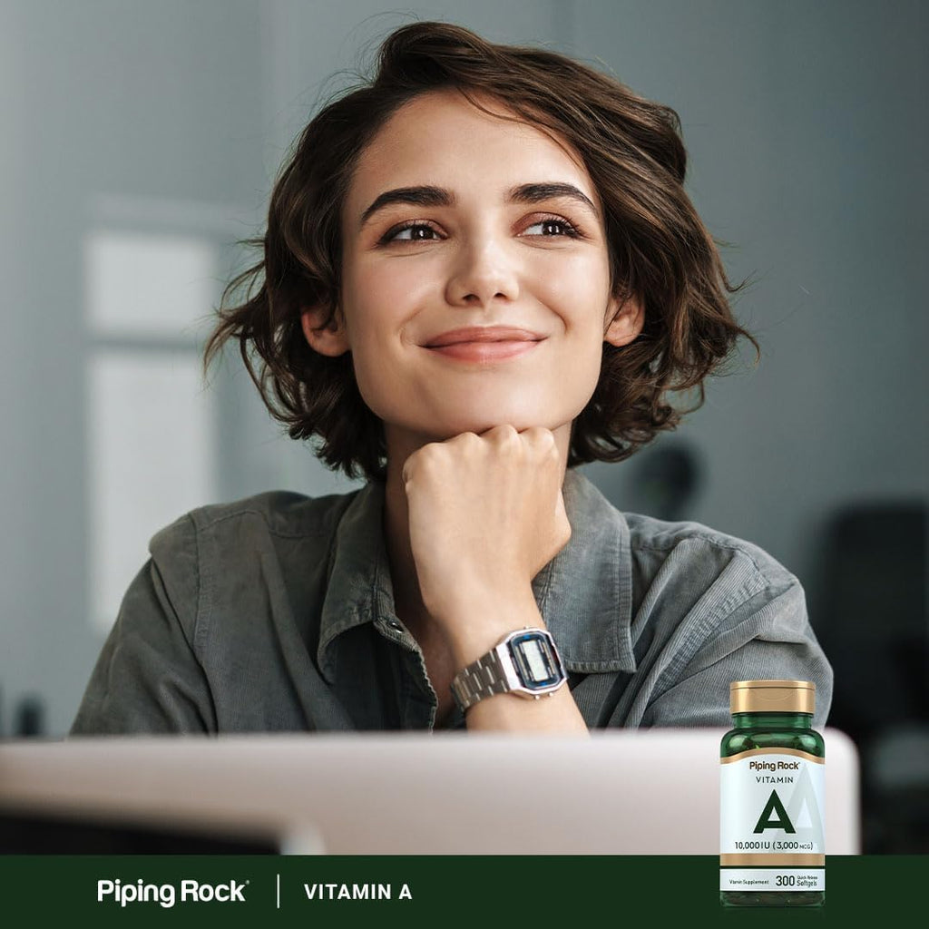 Piping Rock Vitamina A 10000 UI Softgels | 300 unidades | Suplemento No-GMO, Sin Gluten