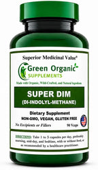 Green Organic Supplements DIM, Diindolilmetano, I-3-C, Indol-3-Carbinol, Brócoli, 90 VCaps, Alta Absorción, No-GMO, Sin Gluten (Pack de 3)