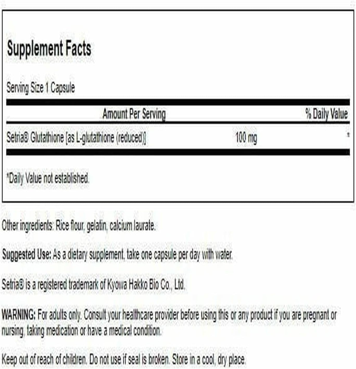 Swanson L-Glutathione 100 mg - 100 Cápsulas – Image 2
