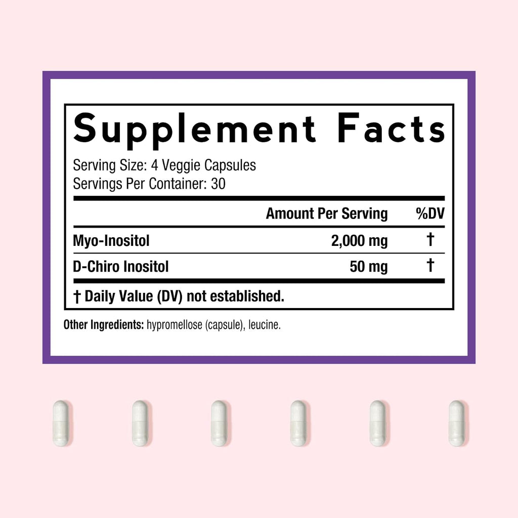 Doctor's Recipes Inositol para Mujeres - Myo-Inositol y D-Chiro Inositol 2050mg, 120 Cápsulas Veganas