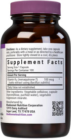 Bluebonnet Nutrition Vitamina K2 MK-7 100 mcg - 100 Vegetable Capsules