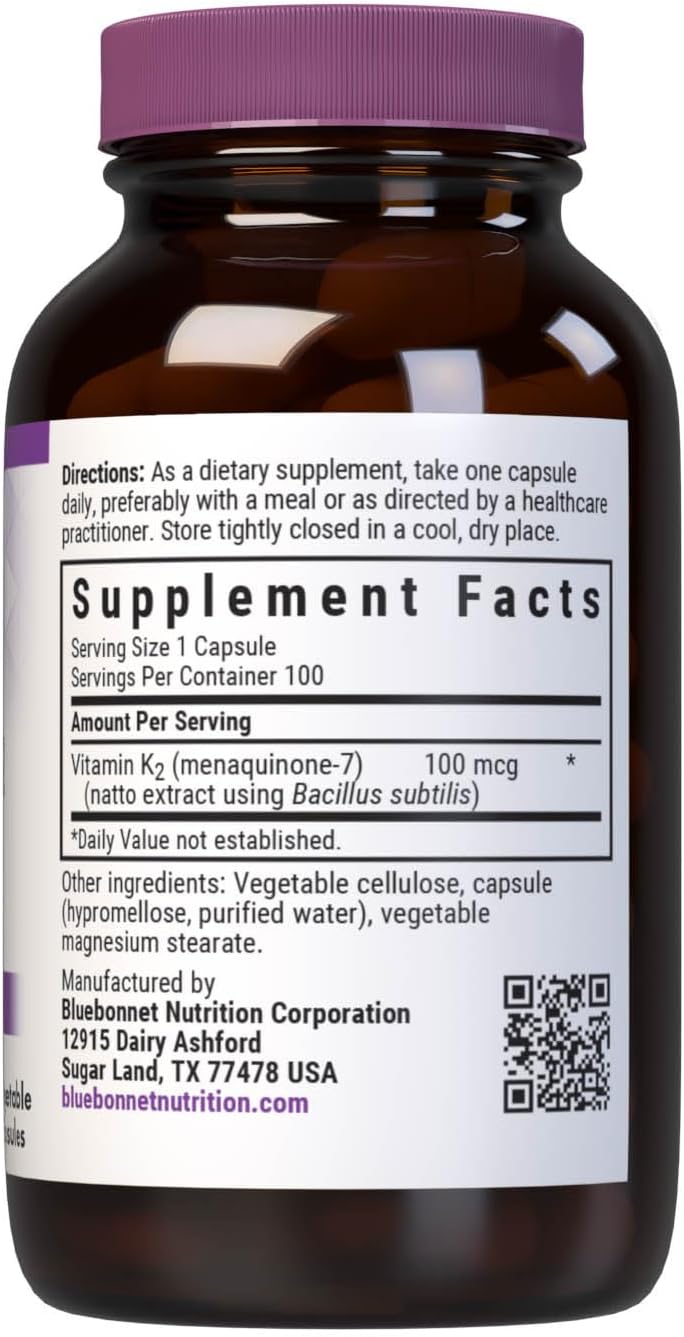 Bluebonnet Nutrition Vitamina K2 MK-7 100 mcg - 100 Vegetable Capsules