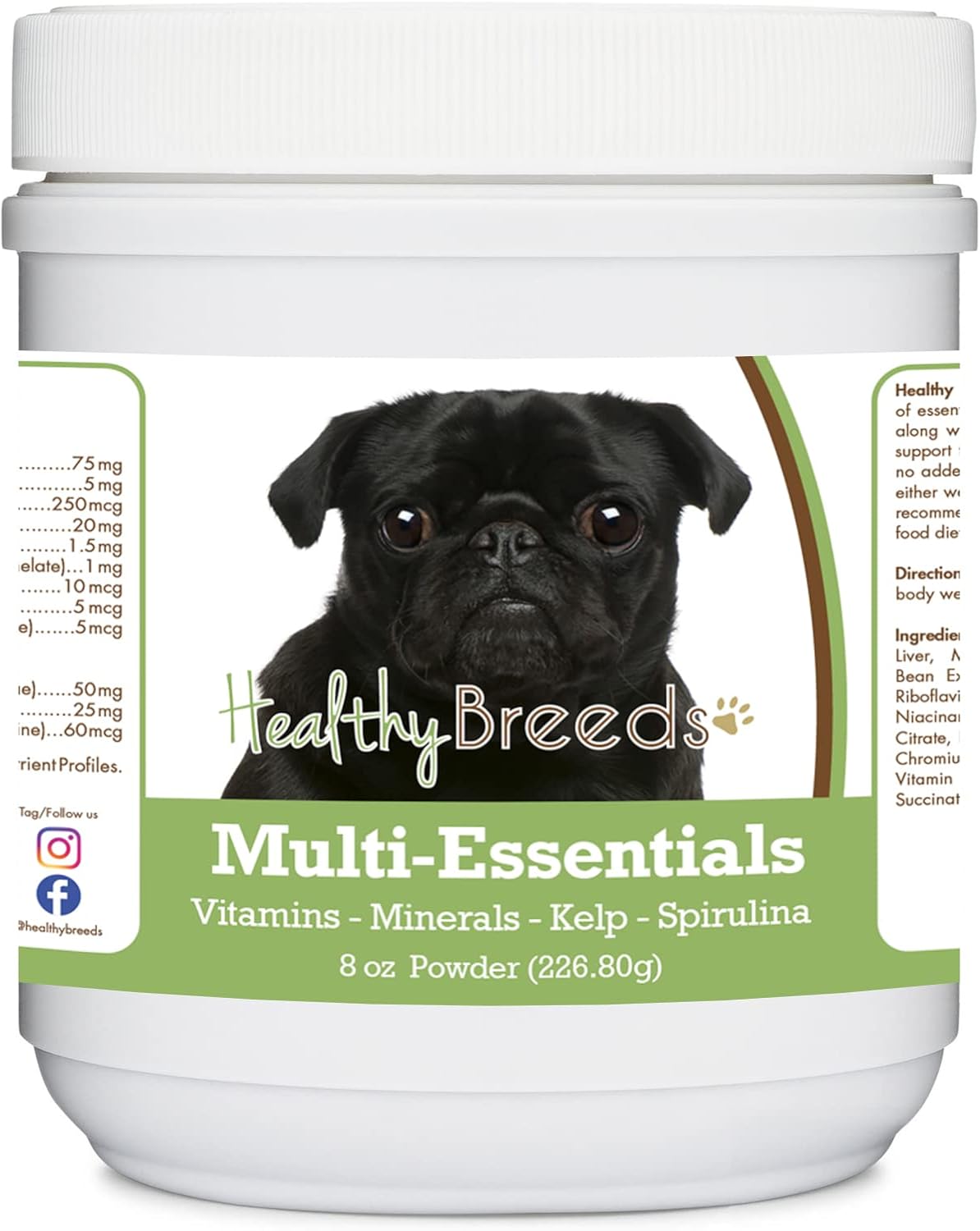 Healthy Breeds Pug Black Multi-Essentials Powder for Dogs - 8 oz