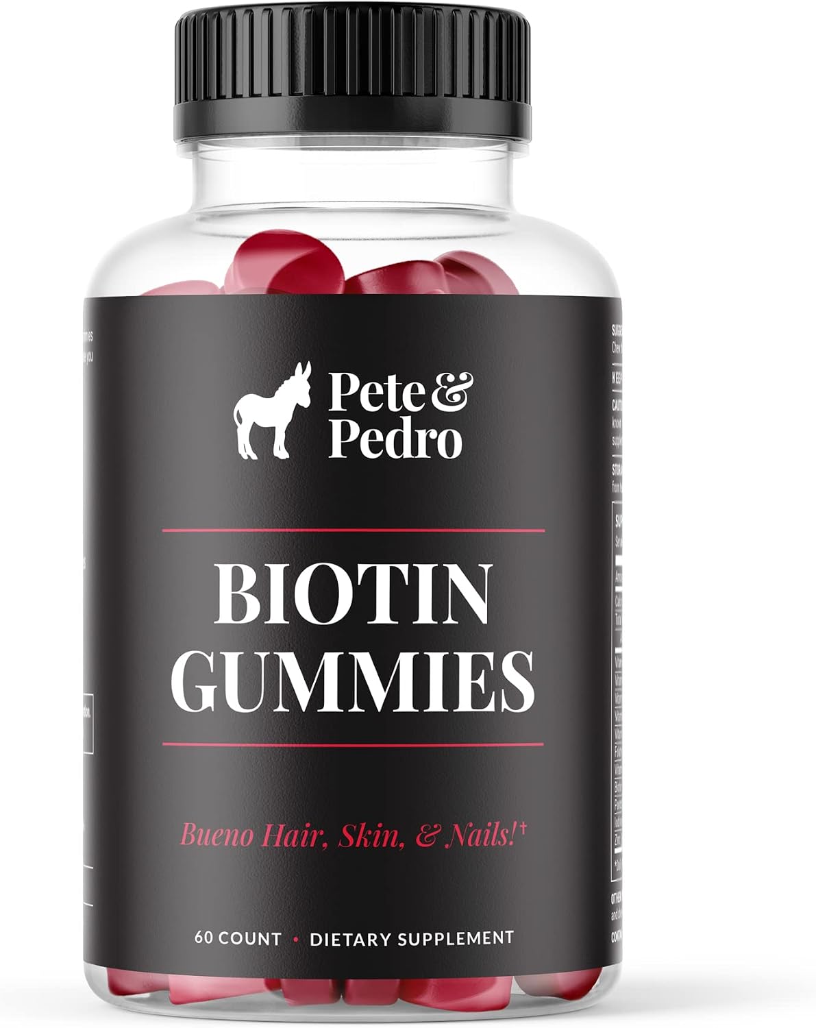 Pete & Pedro Biotina Gominolas para Cabello, Piel y Uñas, 5000mcg, 60 Gominolas