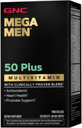 GNC Mega Men 50 Plus Multivitamin para Hombres | Antioxidantes | Salud Cardíaca | Apoyo Prostático y Circulatorio | 120 Comprimidos