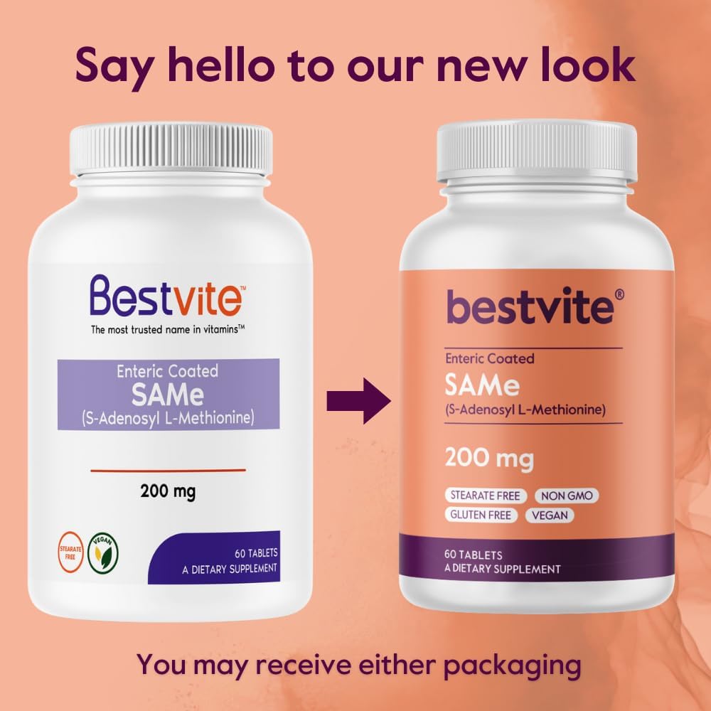 BESTVITE SAM-e 200mg (60 Tabletas) - Ingrediente Premium de Italia