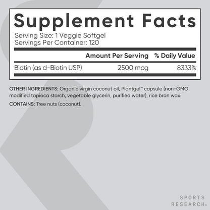 Sports Research Biotina 2.500 mcg con Aceite – Metabolismo energético: La biotina contribuye al metabolismo – Image 5