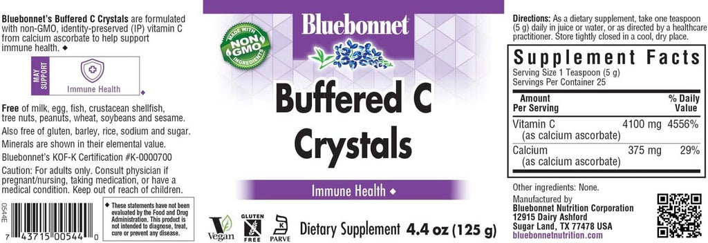Bluebonnet Nutrition Buffered Vitamin C Powder - Calcium Ascorbate - 125 g (4.4 oz)